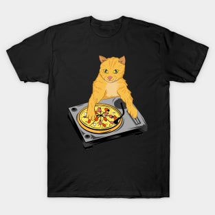 DJ Pizza Cat by Basement Mastermind T-Shirt